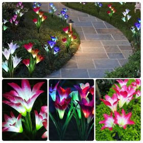 2Pcs Solar Garden Lights Outdoor Lily Flower LED Light 7-Color Changing IP65 Waterproof for Festival Decorations 2Pcs Solar Garden Lights Outdoor Lily Flower LED Light 7-Color Changing IP65 Waterproof for Festival Decorations